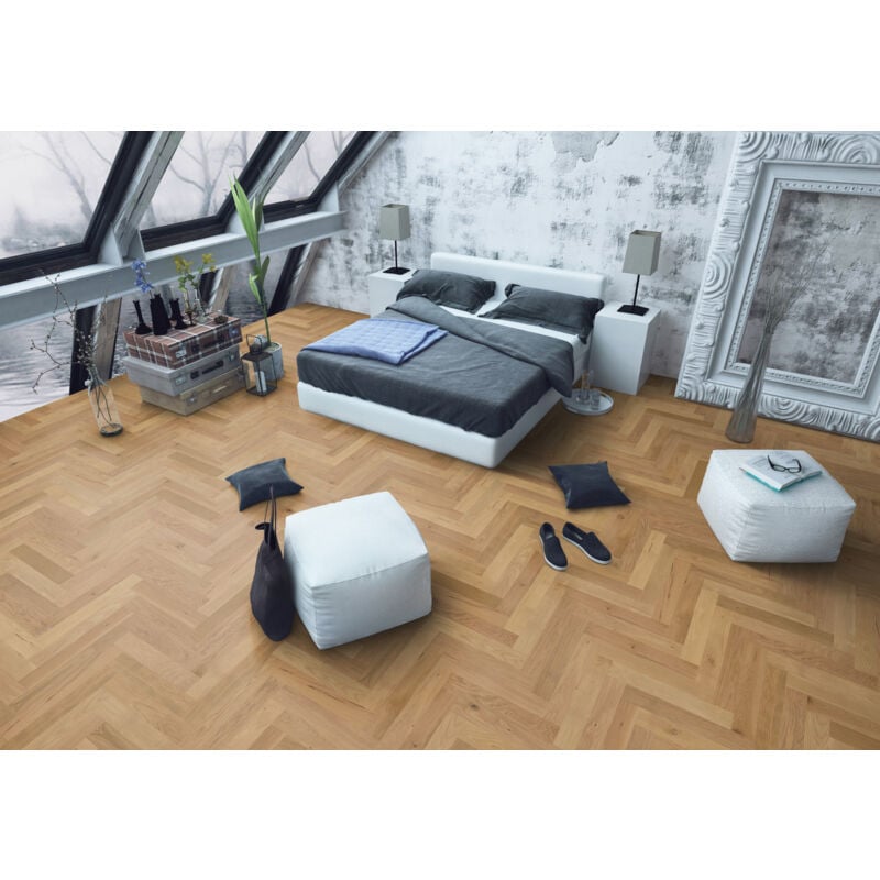 Quinconces - Parquet Chene Contrecolle, chene Baton rompu huile naturel rustic 14/3 x 90 x 540mm (colis = 0,583m2)