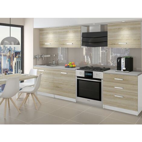 QUINCY | Cocina lineal modular completa L 180 cm 6 piezas | Plan de trabajo INCLUIDO | Conjunto de muebles de cocina modernos