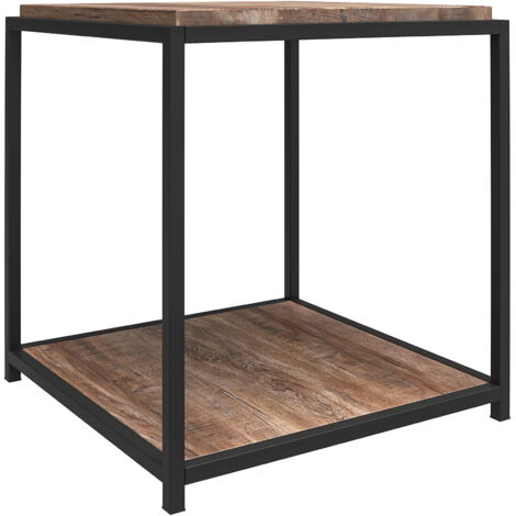 Quincy-Table d’appoint avec cadre en métal noir Chêne