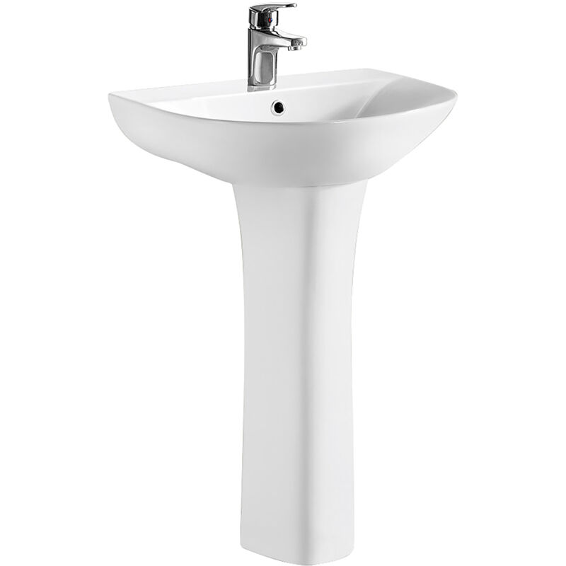 Balterley - 1 Tap Hole Round Ceramic Basin & Full Pedestal - 560mm