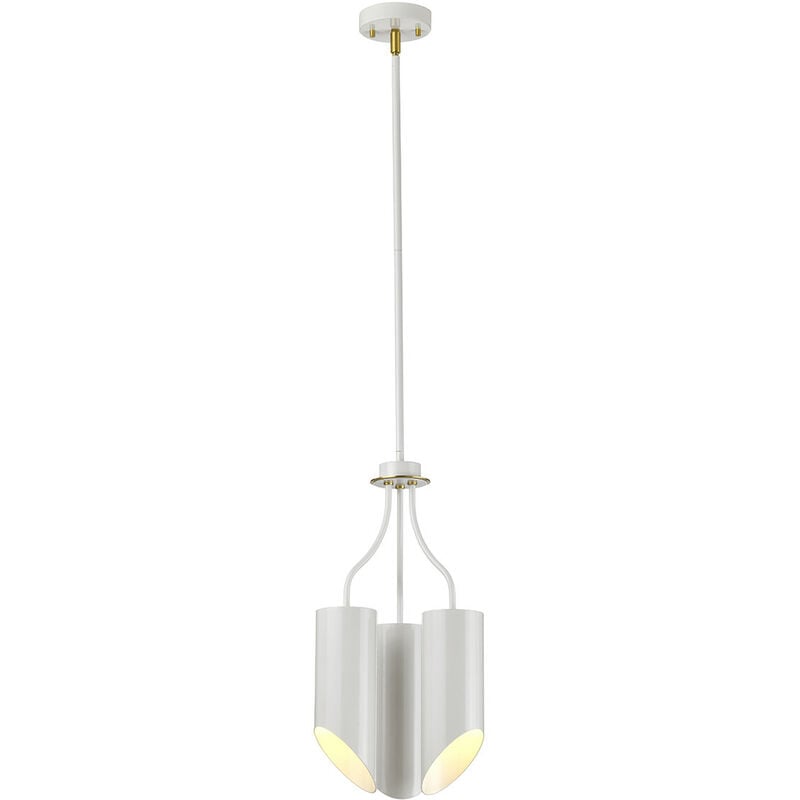 Quinto - 3 Light Multi Arm Ceiling Pendant White Aged Brass, E27 - Elstead