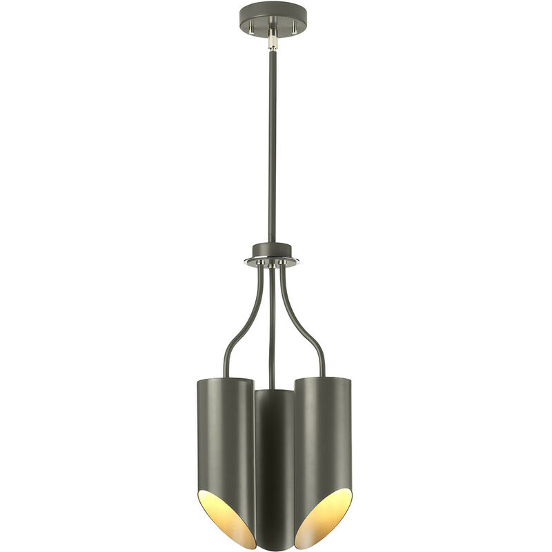 Quinto - 3 Light Multi Arm Ceiling Pendant Dark Grey Polished Nickel, E27 - Elstead