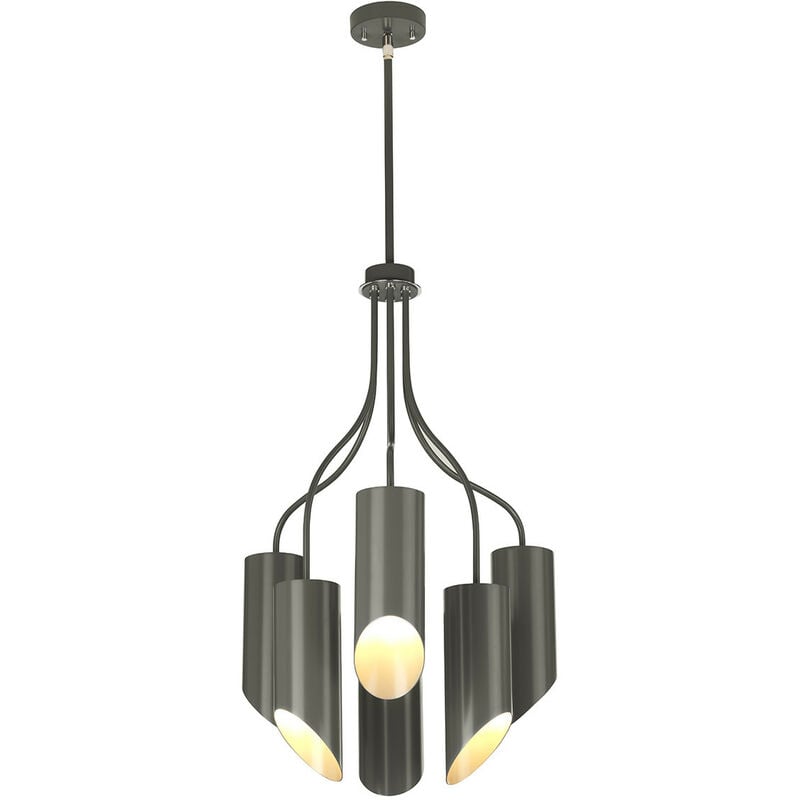 Quinto - 6 Light Multi Arm Ceiling Pendant Dark Grey Polished Nickel, E27 - Elstead