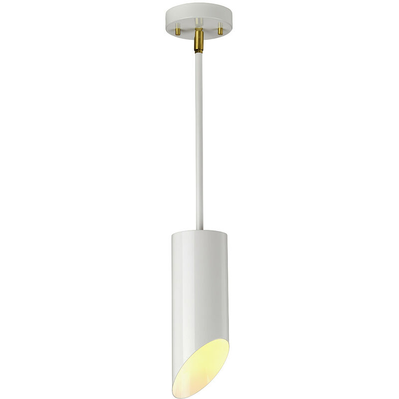 Quinto - 1 Light Pendant - White Aged Brass, E27 - Elstead