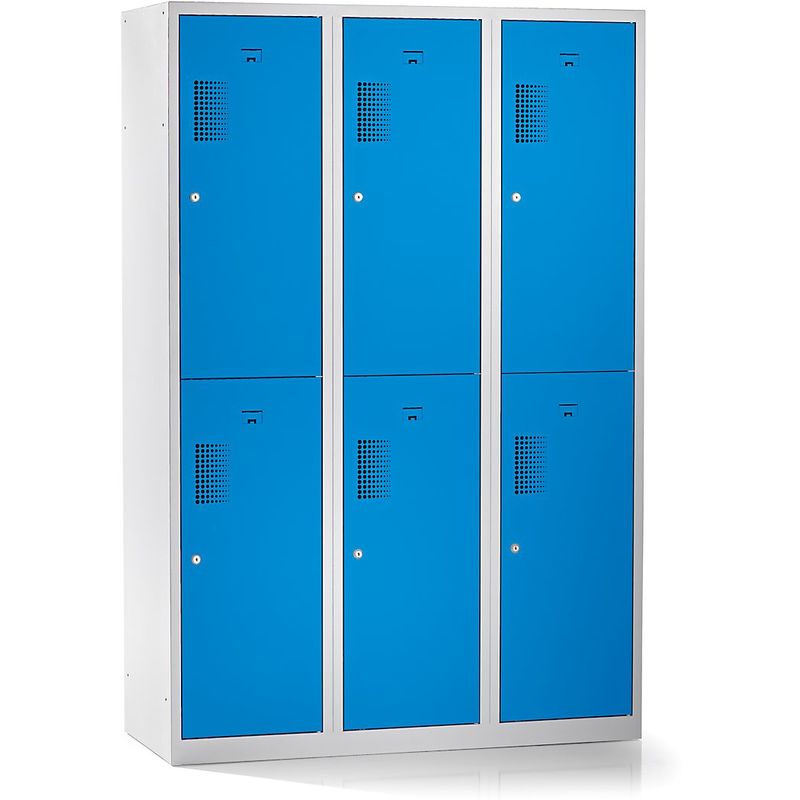 Vestiaire à 6 compartiments, largeur 1200 mm - h x p 1800 x 500 mm, bleu clair - Coloris des portes: Bleu clair ral 5012