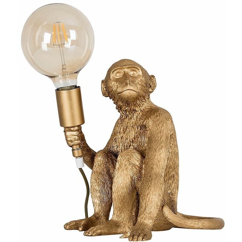 Monkey Holding Bulb Table Lamp Bedside Light Lounge Lighting - Gold - No Bulb