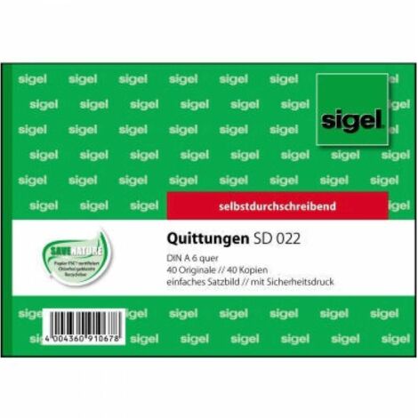 Quittungsblock DIN A6 quer selbstdurchschreibend 1 Durchschlag 2 x 40 Bl.
