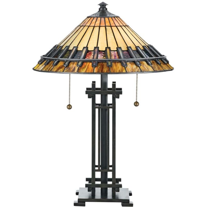 Chastain - 2 Leichte Tiffany Schreibtischlampe Vintage Bronze, E27 - Elstead