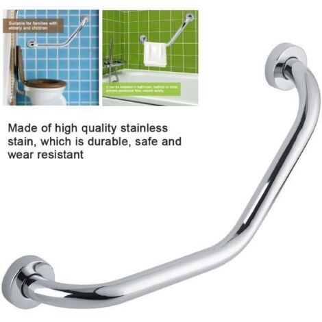 QUT Barre d appui coudée en inox Inox de haute qualité, aide à se relever, 445mm HJ011