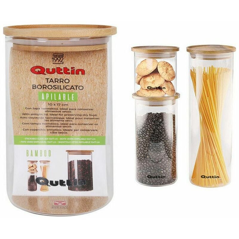 

Bote Bambú Vidrio De Borosilicato Apilable (10 X 17 Cm) - Quttin