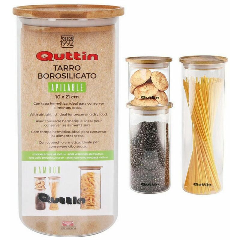 

Bote Bambú Vidrio De Borosilicato Apilable (10 X 21 Cm) - Quttin