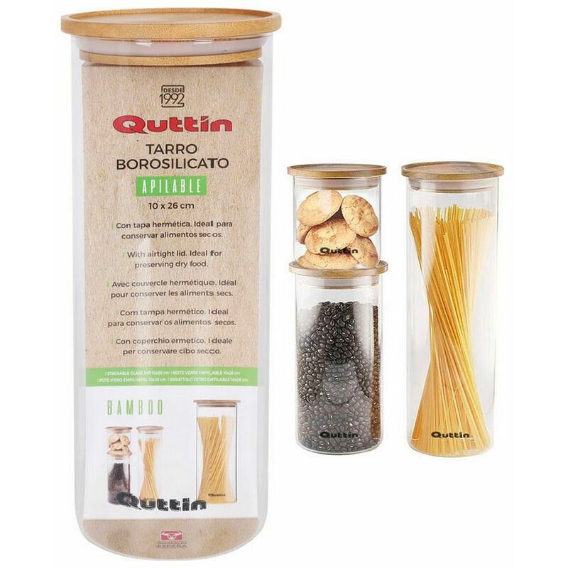 

Bote Bambú Vidrio De Borosilicato Apilable (10 X 26 Cm) - Quttin