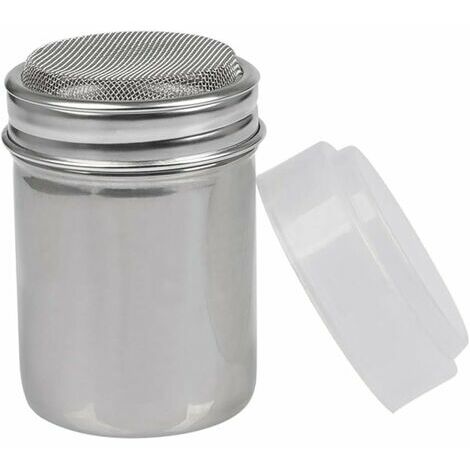qVTTxD Saupoudreuses avec Pochoirs pour Café Botes à Saupoudrer Inox en Acier Inoxydable pour Cacao Epice Poudre Cappuccino Sucre Sel avec 16pcs Pochoirs à Décorer,