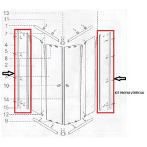 R BOX DOCCIA CM.70X90(KIT PROFILI VERTICALI)- 1,0 confezione