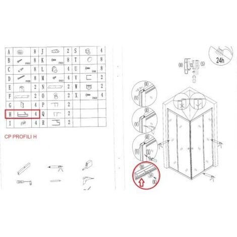 R CP PROFILI H X BOX DOCCIA CRIST.TRASP.MM.4 CM.80X80 IGLO4