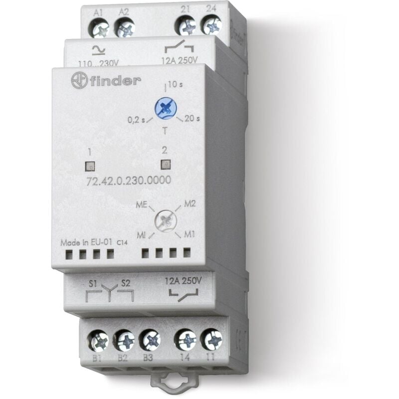 Relais contrôle alternance charges 2NO 12A 110 à 240V ac/dc multifonction 362724 Finder 724202300000