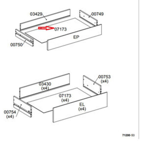 R FONDO CASSETTO 07173 X KIT CASSETTIERA 5C NOVA 77X40X107 BIANCA- 1,0 pz