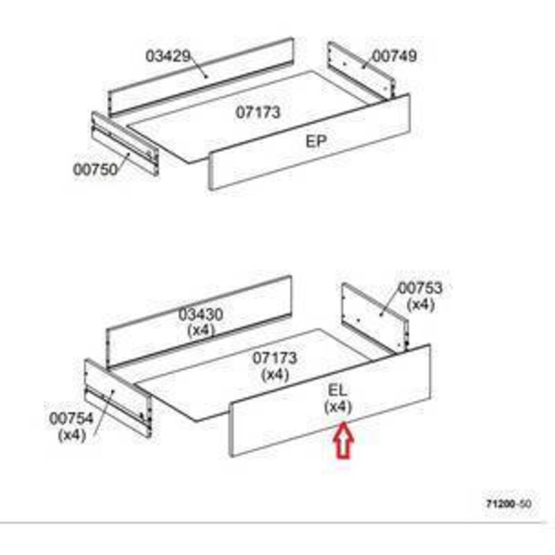 R Frontale El X Kit Cassettiera 5c Nova 77x40x107 Bianca