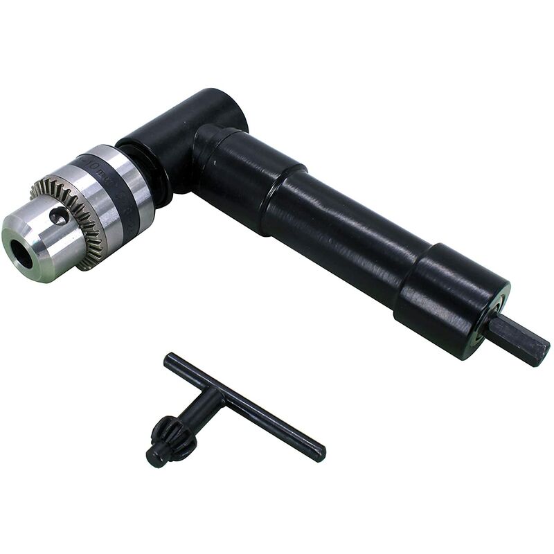 (R) High Quality Cordless Right Angle Drill Adapter with 10mm Dia 8mm Hex Shank Keyed Chuck Power Tool Accessory