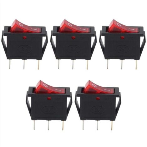 (R) Interruttore a bilanciere per barca SPST illuminato rosso acceso/spento AC 16A/250V 20A/125V x 5 pezzi