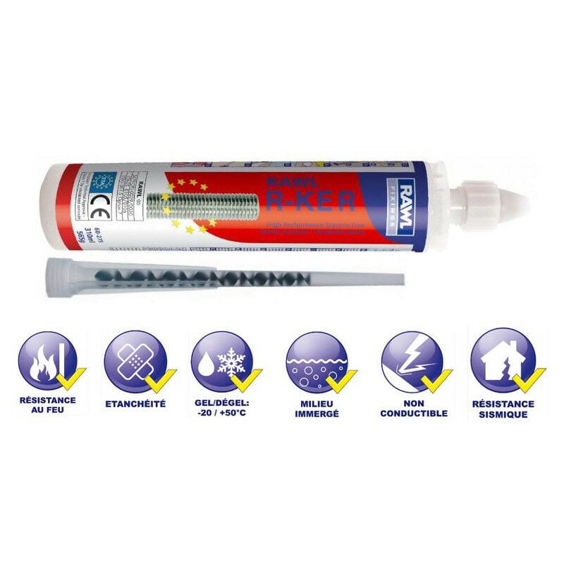 Rawl - Cartouche R-Ker Résine Vinylester 310 ml 12 pièces - 271665