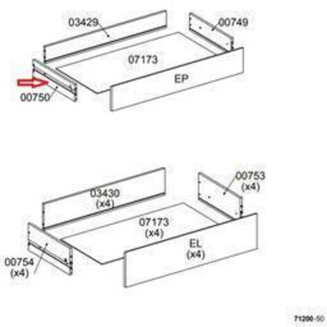 R LATERALE CASSETTO 00750 X KIT CASSETTIERA 5C NOVA 77X40X107 BIANCA