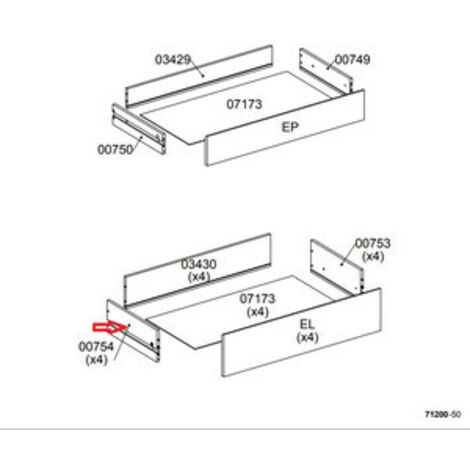 R LATERALE CASSETTO 00754 X KIT CASSETTIERA 5C NOVA 77X40X107 BIANCA- 1,0 pz
