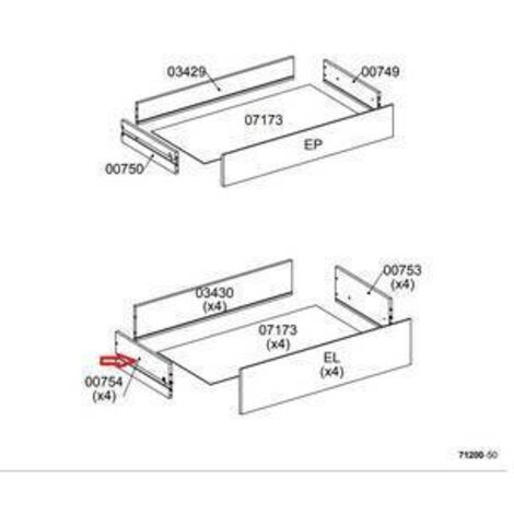 R LATERALE CASSETTO 00754 X KIT CASSETTIERA 5C NOVA 77X40X107 BIANCA