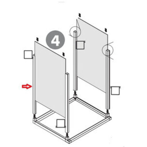 R MONTANTE VERTICALE A 1 GUIDA  X KIT COPRILAVATRICE RESINA 68X64XH88 CM BIANCO- 1,0 pz