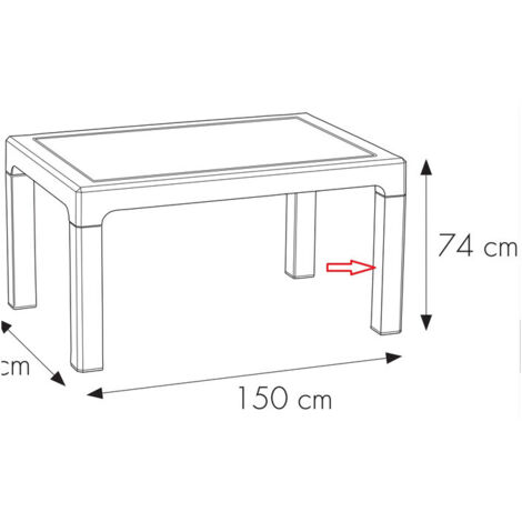 R PIEDE X TAVOLO HOUSTON RESINA 150X90XH74 CM ANTRACITE- 1,0 pz