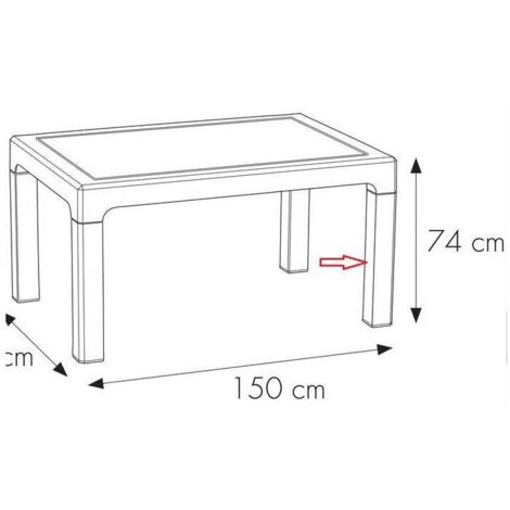 R PIEDE X TAVOLO HOUSTON RESINA 150X90XH74 CM ANTRACITE
