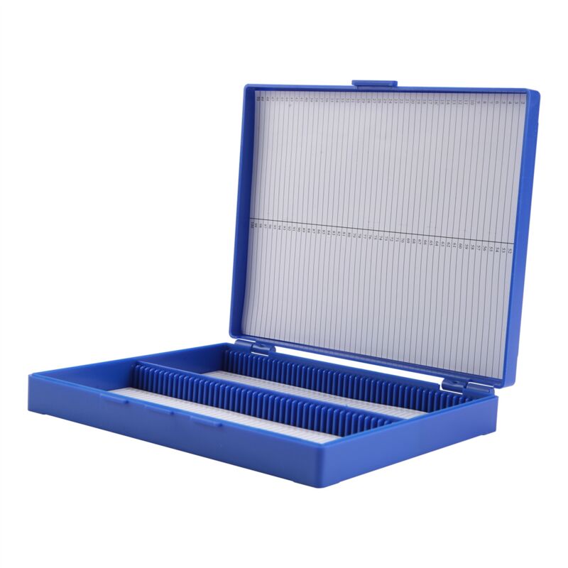 Image of R) Plastik Rechteck Halten 100 Mikroobjekt Mikroskop Box - Koenigsblau
