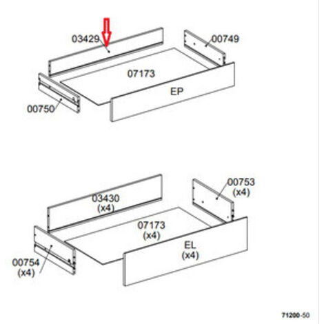 R POSTERIORE CASSETTO 03429 X KIT CASSETTIERA 5C NOVA 77X40X107 BIANCA- 1,0 pz