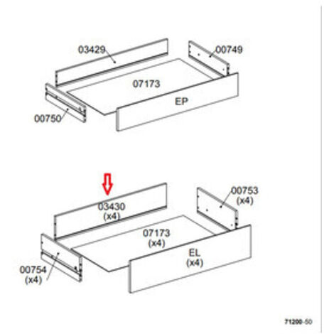 R POSTERIORE CASSETTO 03430 X KIT CASSETTIERA 5C NOVA 77X40X107 BIANCA  1 PZ