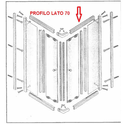 R PROFILO LATO 70 INF.+SUP. X BOX DOCCIA CRIST.TRAS/SER.MM.6CM- 1,0 pz