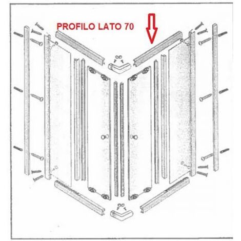 R PROFILO LATO 70 INF.+SUP. X BOX DOCCIA CRIST.TRAS/SER.MM.6CM
