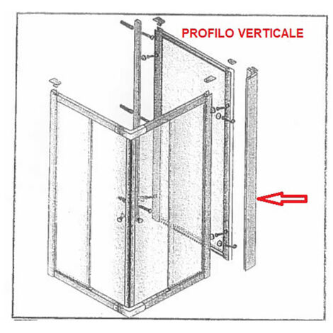 R PROFILO VERTICALE X PARETE FISSA CRIST.TRAS/SER.MM.6CM.74/80LUSSO- 1,0 pz
