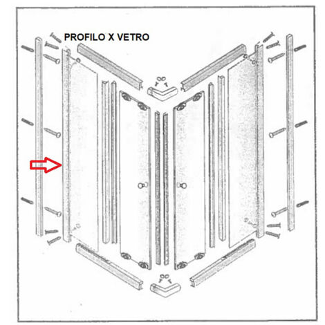 R PROFILO X VETRO BOX DOCCIA LUSSO- 1,0 pz