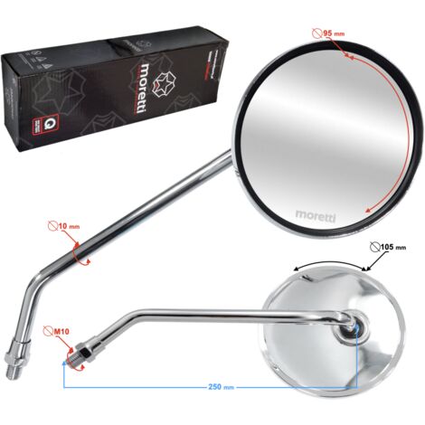 R+R Spiegel (Gewindedurchmesser 10mm) für Ranger Classic Moped - silber mit ABE