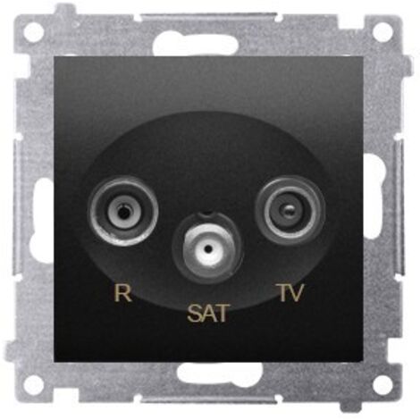 R-TV-SAT-Antennendose, Terminal/Abschluss (Modul), mattschwarz Simon54