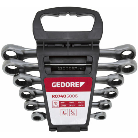 R07405006 Doppelringratschenschlüssel-Satz SW8-19 mm 6-teilig