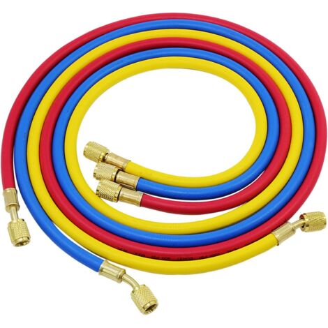 R134A Lot de 3 tuyaux de recharge de réfrigérant de climatisation pour voiture 3 couleurs