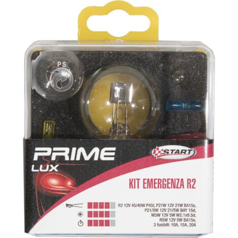 R2 Kit Emergenza Asimmetrica per luci auto 12V 5 lampade+ 2fusibili