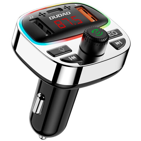 R2PRO+ Autosender mit PD 25W Ladeanschlüssen Bluetooth 5.3 RGB - Schwarz und Silber