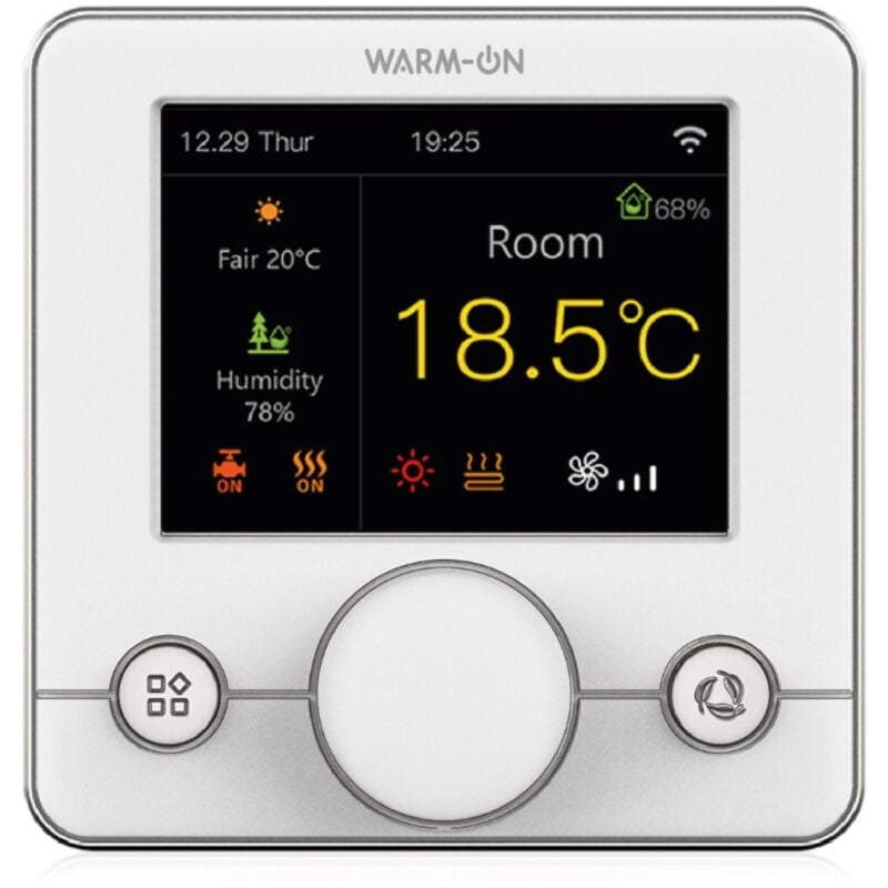 Warm-on - R7C-716 Thermostat wifi avec écran lcd couleur, blanc