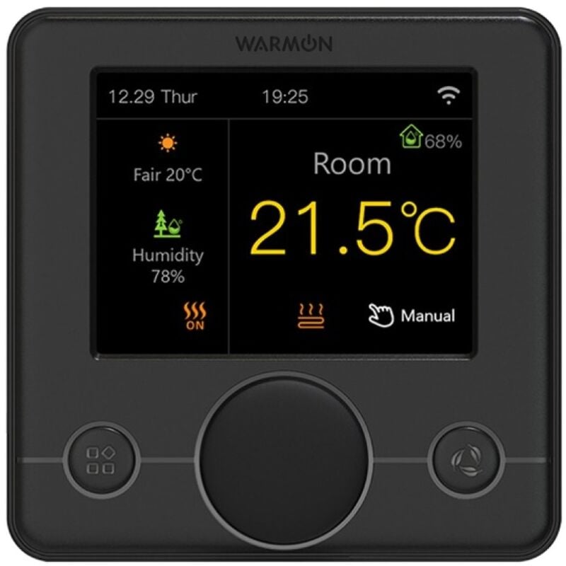 R7C-716 Thermostat wifi avec écran lcd couleur, noir