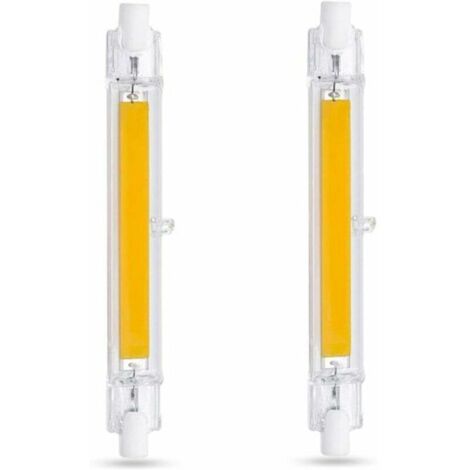R7S 118 mm 10-W-LED-Lampe, Kaltweiß (6000 K), 1000 lm, entspricht einer 80-W-/100-W-Halogenlampe (R7S J118), dimmbar, schlanke COB-LED-Lampe (R7S 118 mm) für Wand- und Stehleuchten, 2er-Pack