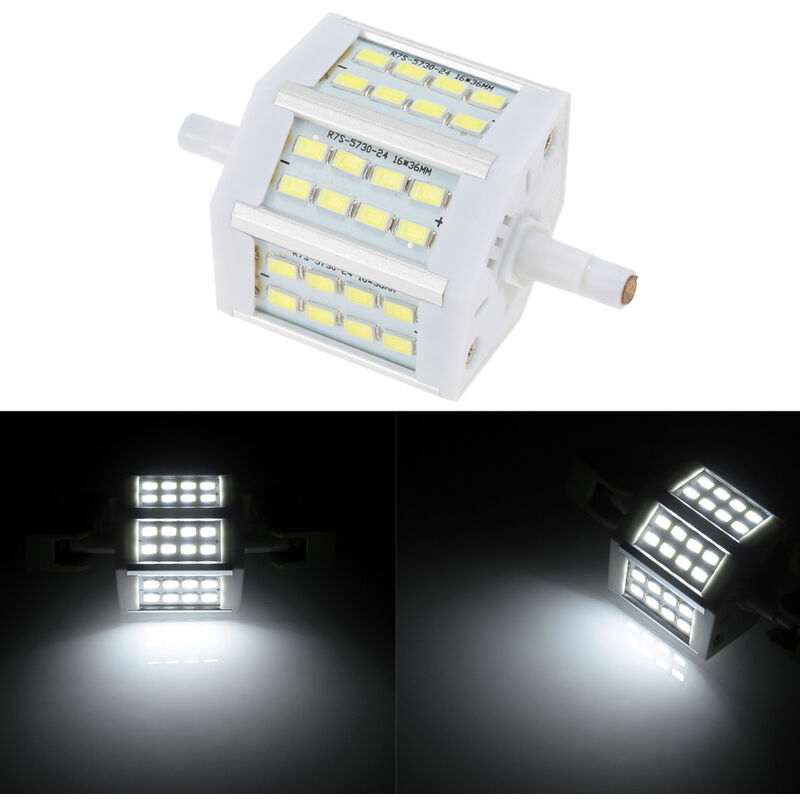 

R7S 24 LED 10W 78mm 800-900LM SMD5730 AC85-265V Bombilla Lampara de maíz Reflector Regulable 270 grados Iluminacion Alto brillo Blanco,blanco, 10