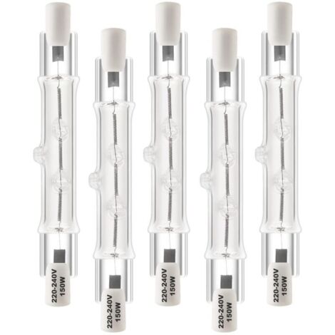 R7s Ampoule Halogène 78mm 150W, AC220-240v Dimmable Halogène R7s Blanc Chaud 2800K, J78 Ampoule Halogène Crayon pour l'éclairage de paysage, sécurité, lampadaire, Lot de 5