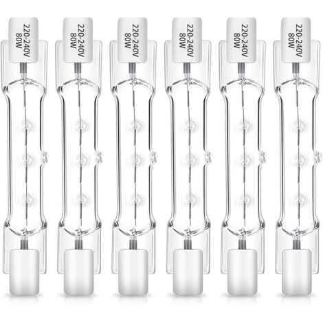 R7S Ampoule Halogène 78mm 80W, Dimmable,1400LM Blanc Chaud 2700K, AC 220-240V, R7s Linéaire Ampoule Projecteur en Tungstène J78, pour Spot de Travail, Pafonniers, Eclairage Paysage, Lot de 6